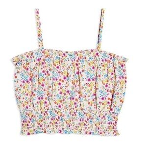 Topshop Floral Bandeau Spaghetti Strap Ruffle Crop Top Shirt - Size 10